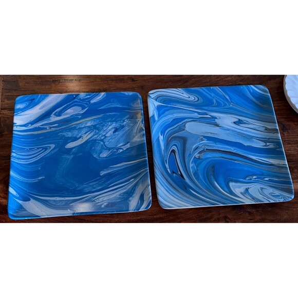 Certified International Fluidity Coastal Blue Ceramic Plate Set 2 Ocean Beach - Picture 7 of 7